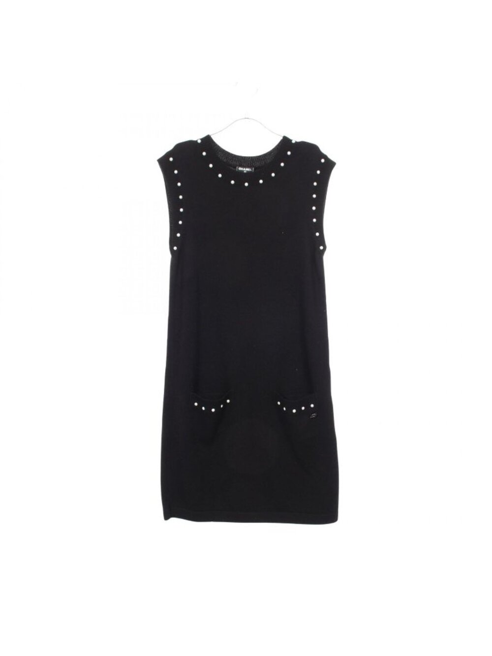 Chanel Dress CC Logo Button Sleeveless Cotton